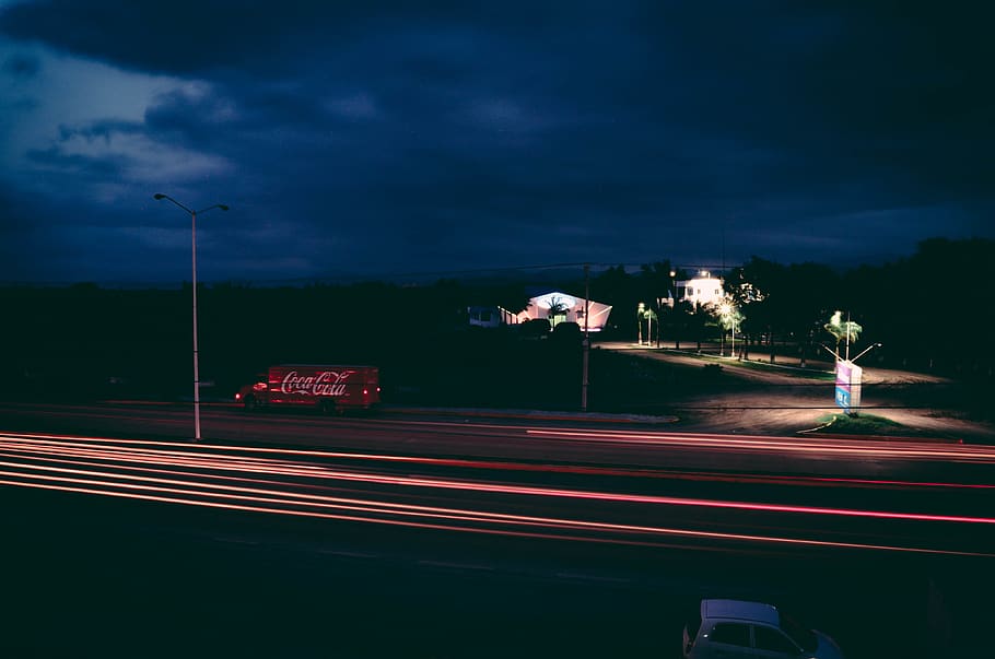 mexico, rioverde, trees, light, road, sky, street, transportation HD wallpaper