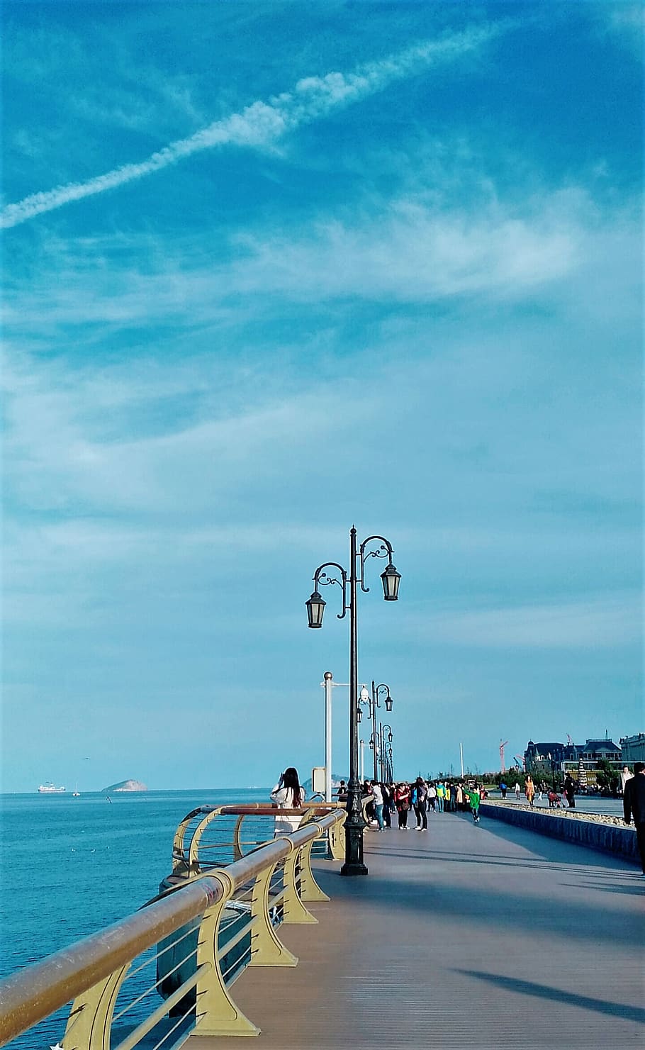 light, street, sky, sea, water, cloud - sky, nature, day, street light HD wallpaper