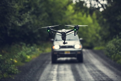 Drone Flying Over Road Photo, Technology, Electronics, transportation HD wallpaper