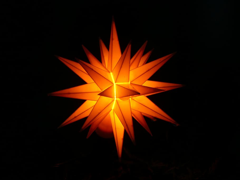 advent, star, shining, hell, orange, close up, orange color HD wallpaper