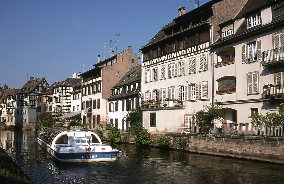 france, strasbourg, nautical vessel, building exterior, water HD wallpaper