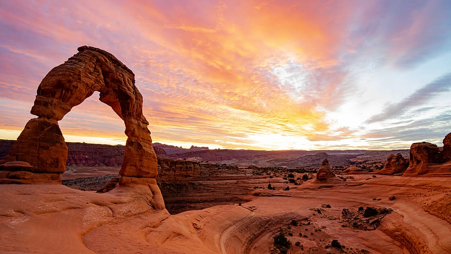 arch landmark, rock, rock - object, rock formation, solid, scenics - nature HD wallpaper