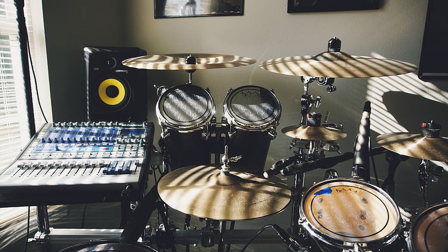 drum set near window, percussion, leisure activities, music, musical instrument HD wallpaper