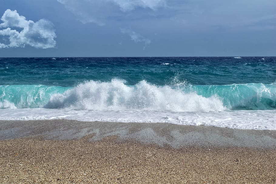 wave, sea, beach, sand, blue, carboneras, almeria, sky, water HD wallpaper