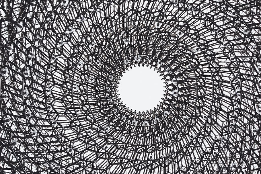 black spiral illustration, pattern, the hive, united kingdom HD wallpaper