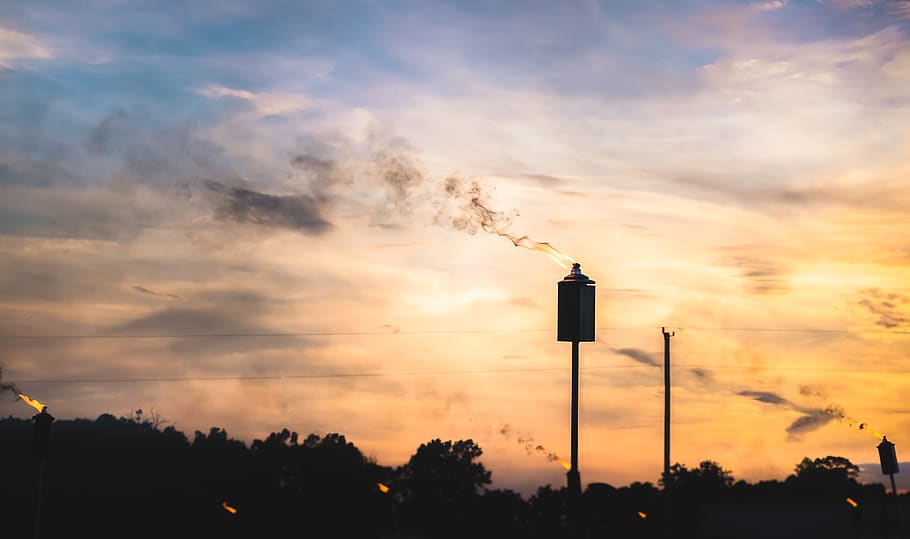 sunset, lantern, clouds, fire, smoke, sky, cloud - sky, silhouette HD wallpaper