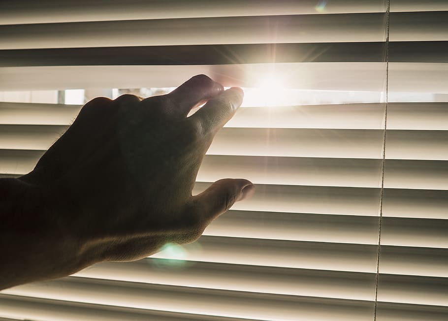 human hand, human body part, window, indoors, blinds, one person HD wallpaper