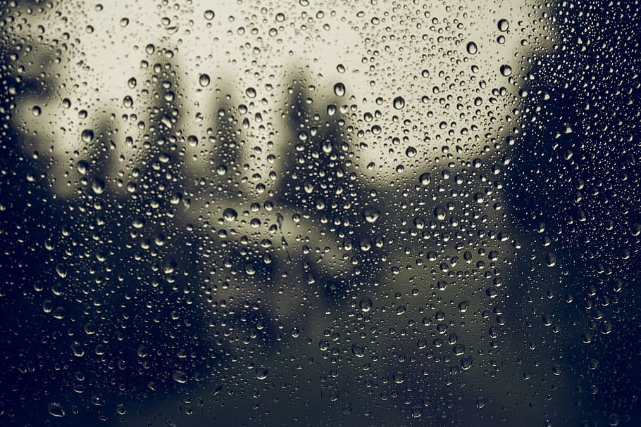 glass, drops, rain, water, wet, rainy, drip, weather, window, HD wallpaper