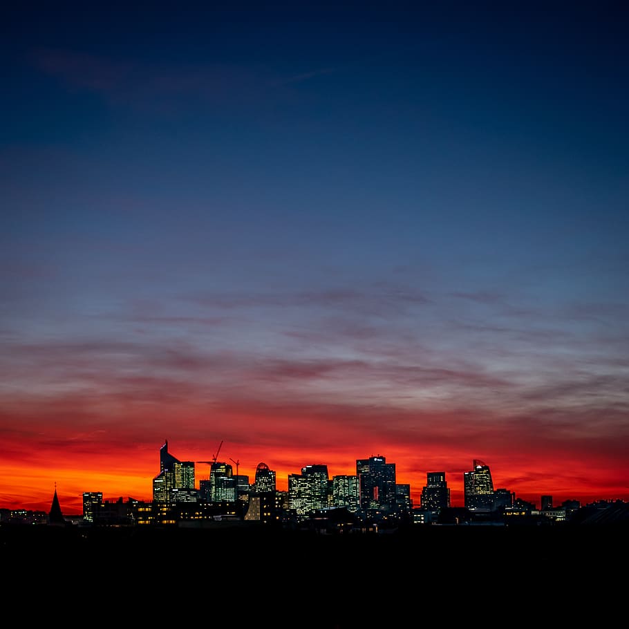 HD Wallpaper High Rise Buildings Sky Nature Sunset Outdoors Red Sky Silhouette