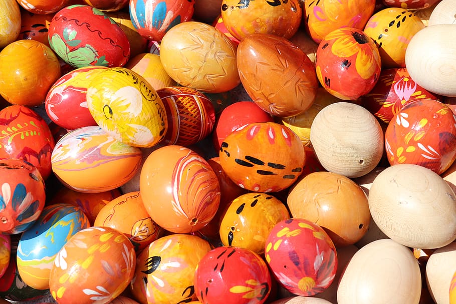 easter eggs, colorful, painted, customs, holiday, large group of objects HD wallpaper