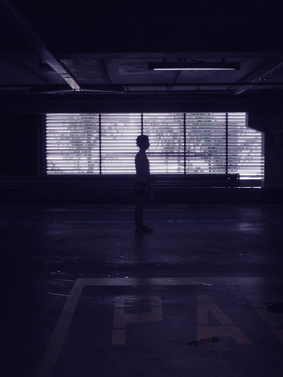 Silhouette Of Person Standing, backlit, indoors, one person, real people HD wallpaper