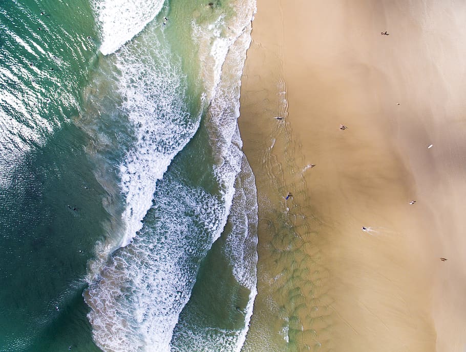 australia, coolangatta, drone, beach, surf, asutralia, water, HD wallpaper