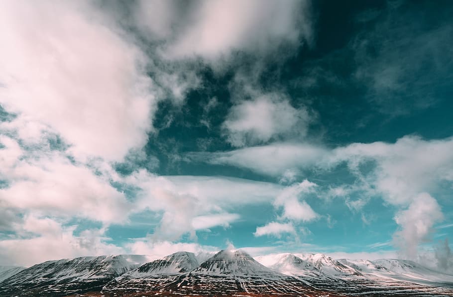 mountains, clouds, sky, landscape, outdoors, snowy, cold, winter HD wallpaper