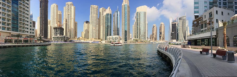 dubai, united arab emirates, dubai marina, harbor, water, middle east, HD wallpaper