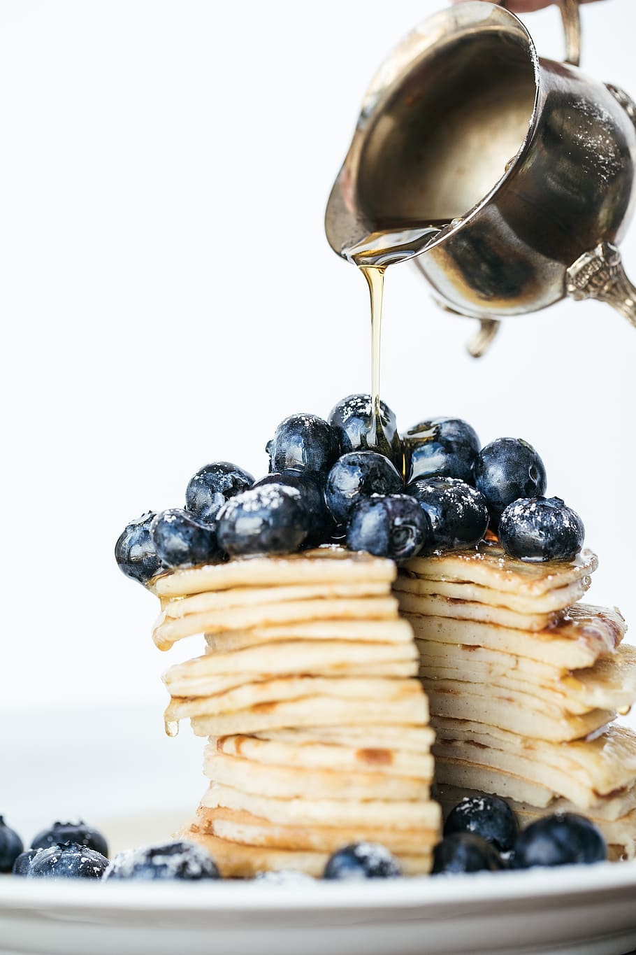blueberries on pancake, food, food and drink, blueberry, freshness HD wallpaper