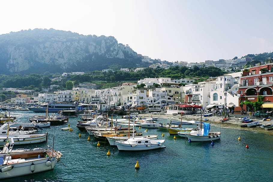 Hd Wallpaper: Italy, Capri, Mediterranean, Boats, Ocean, Blue, Dock 