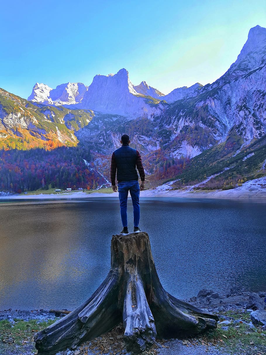 mountains, austria, dachstein, landscape, lake, nature, gosau HD wallpaper