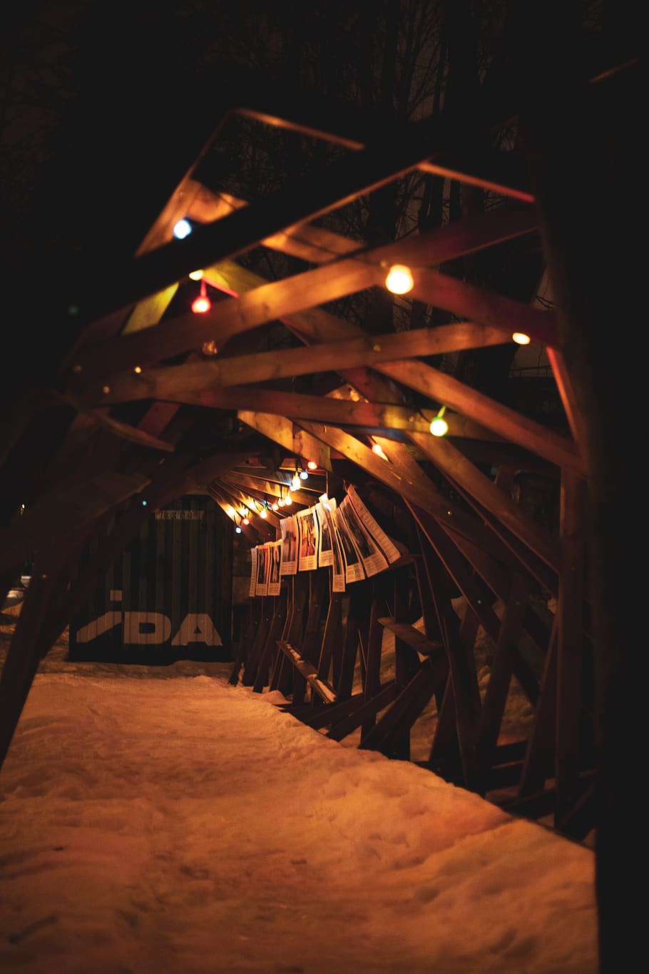 lighted bulbs, loft, building, housing, attic, indoors, wood HD wallpaper
