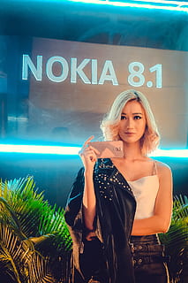 nokia, smartphone nokia, android phone, beautiful woman, one person HD wallpaper