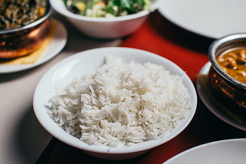 rice in bowl, food, produce, plant, grain, flora, vegetable, cup HD wallpaper