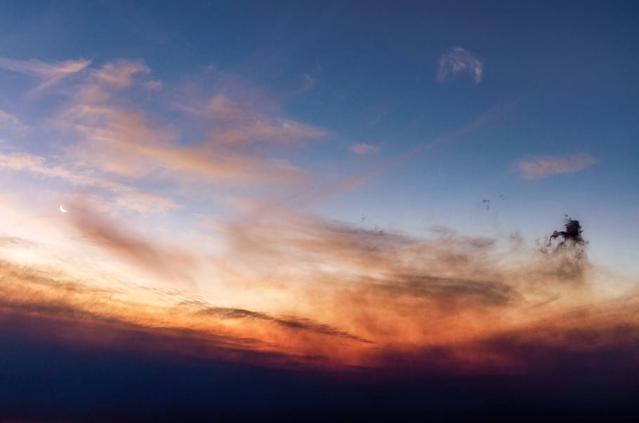 sky, clouds, moon, mood, atmosphere, dreams, evening, cloud - sky HD wallpaper