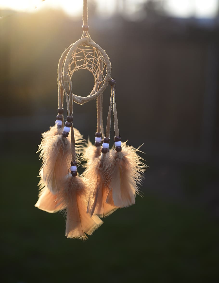 dream, catcher, indian, culture, sun, feather, focus on foreground, HD wallpaper