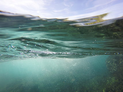 Under Water Photo, beach, clear, green, h2o, light, ocean, surf HD wallpaper