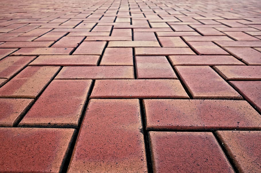paving, brick paving, brick surface, red brick, street surface HD wallpaper