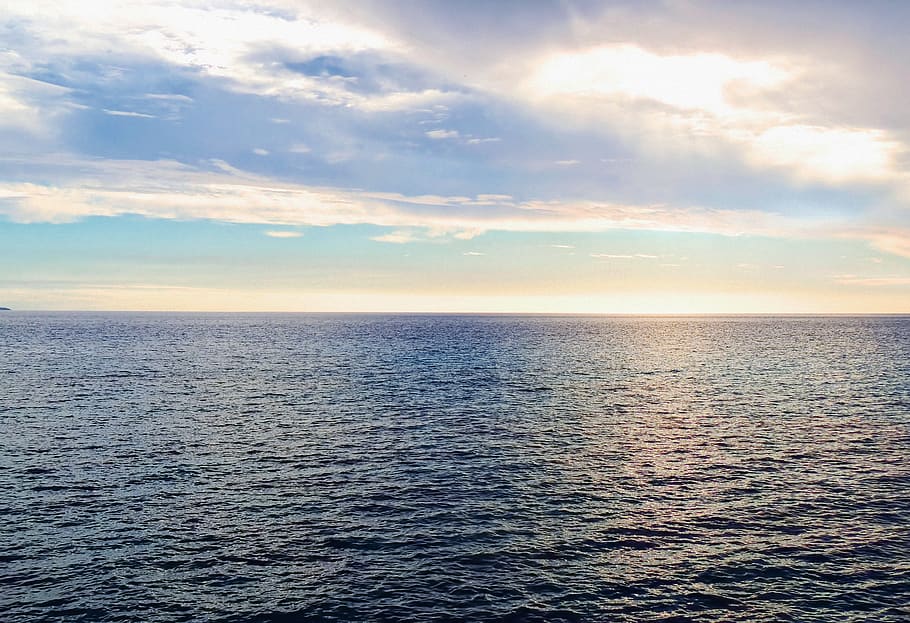 new caledonia, sea, ocean, horizon, sunset, sky, water, cloud - sky, HD wallpaper
