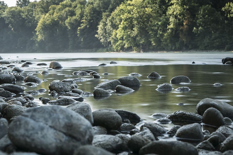 aare, nierdrig water, switzerland, long exposure, nature, mood, HD wallpaper