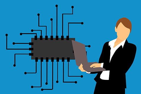 Illustration of microprocessor design engineer., technician, chip HD wallpaper