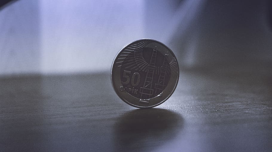Round Gray Coin, blur, cent, close-up, conceptual, dark, focus HD wallpaper