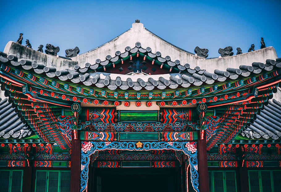 front view of temple gate, built structure, architecture, building exterior HD wallpaper