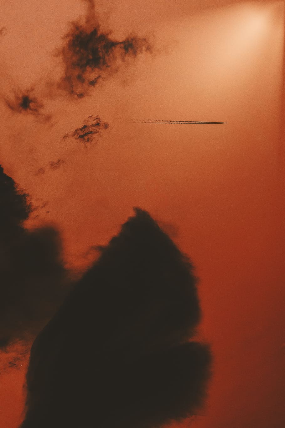 beige and black surface, sky, cloud, orange, red, plane, airplane HD wallpaper