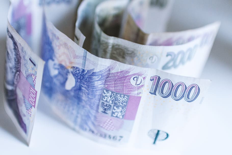 Detail of czech money. The czech currency., paper currency, finance HD wallpaper