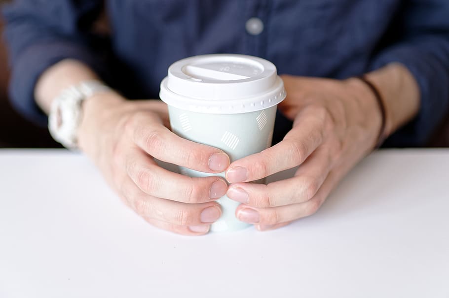 Photo of Person Holding White Paper Cup, beverage, blur, close-up HD wallpaper