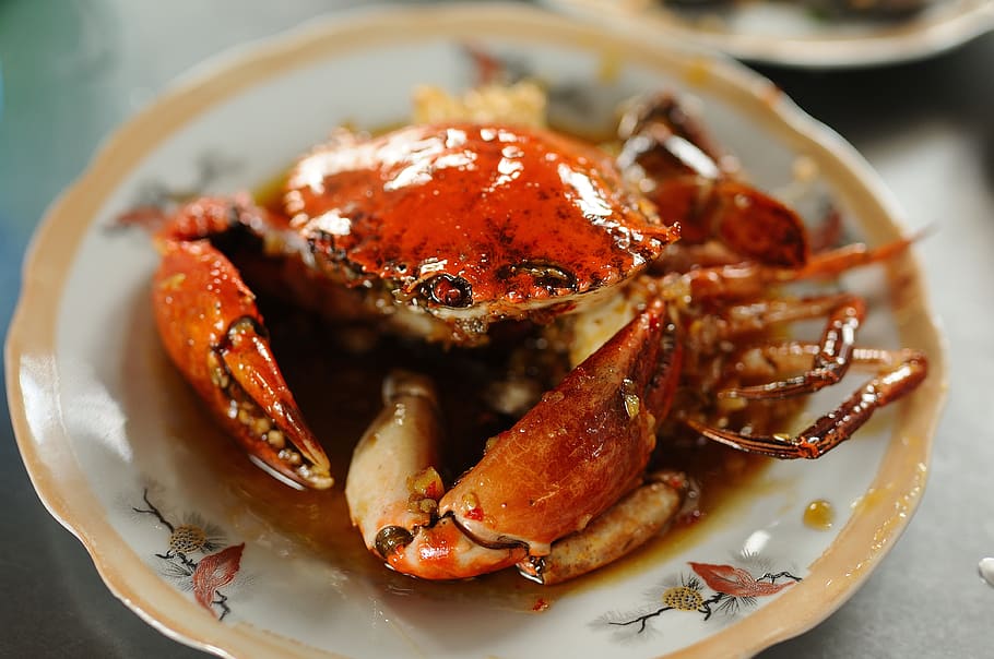 crab, food, crab with tamarind sauce, red crab, sea, ready-to-eat, HD wallpaper