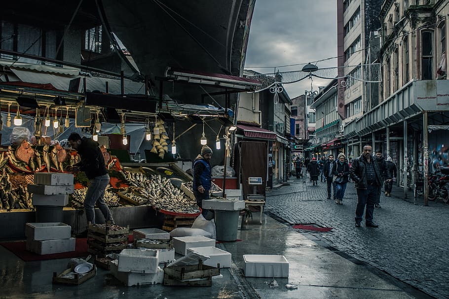 turkey, beşiktaş, gray, dark, fish, wet, istanbul, hdr, market HD wallpaper