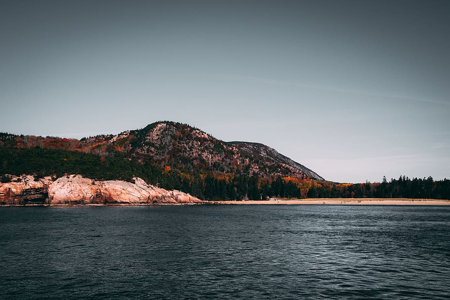 Mountain Near Body Of Water, beach, canada, landscape, nature HD wallpaper