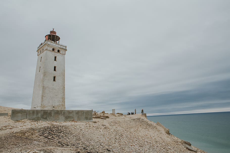 denmark, rubjerg knude, løkken, lighthouse, water, sand, ocean, HD wallpaper