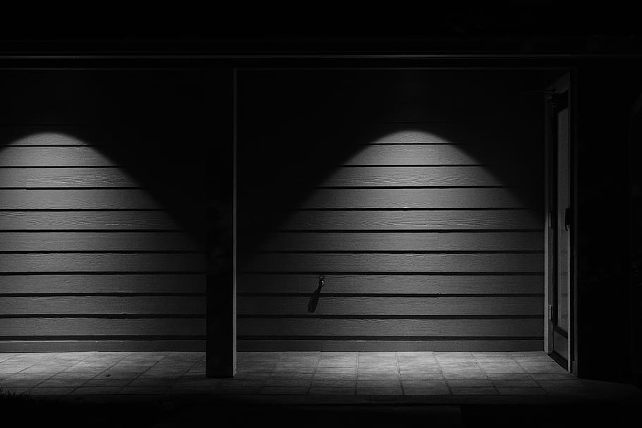 light, monochrome, dark, night, woods, wall, spotlight, architecture HD wallpaper