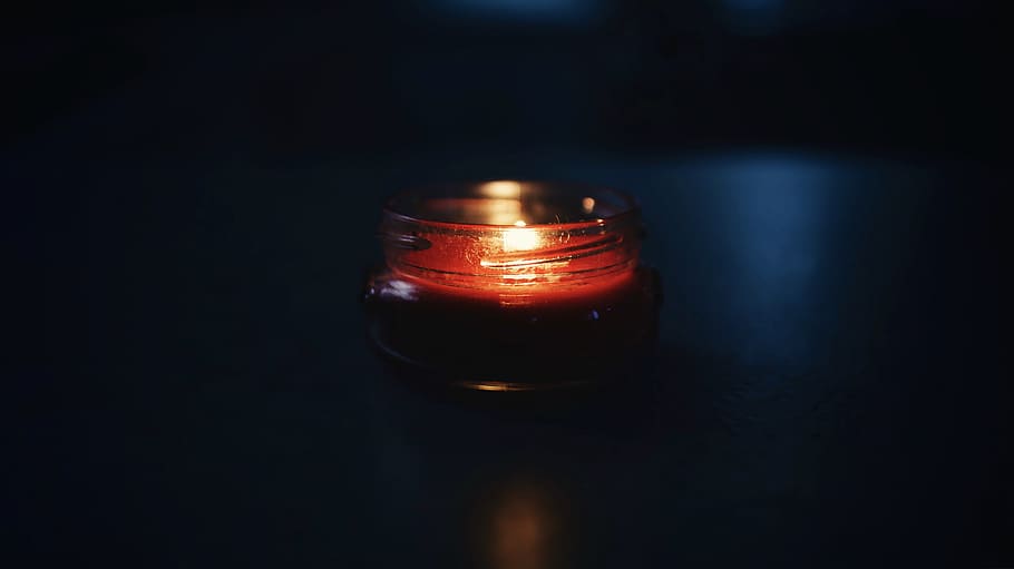 black and red votive candle with flame, fire, light, flare, background, HD wallpaper