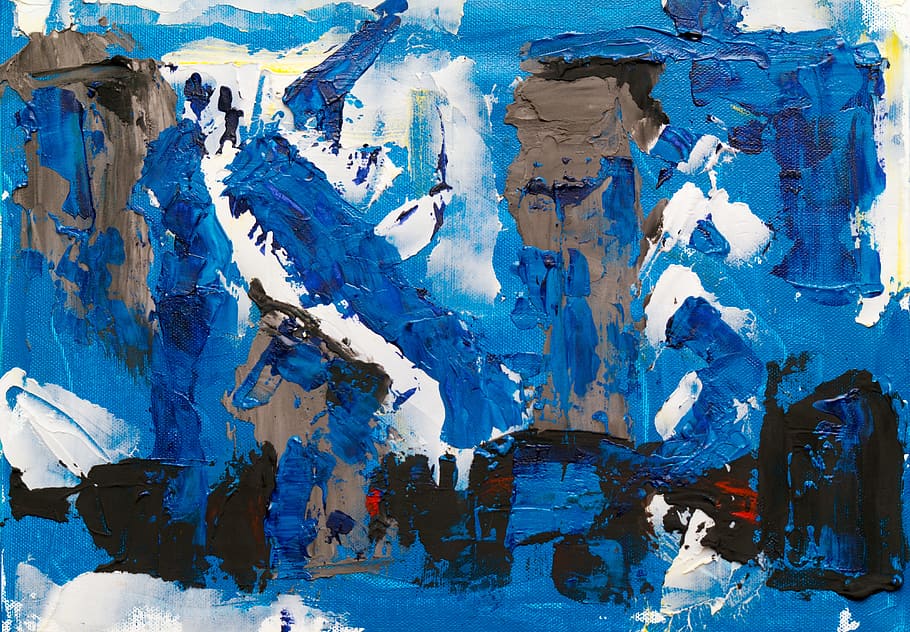 multicolored abstract painting in close-up photo, blue, texture HD wallpaper