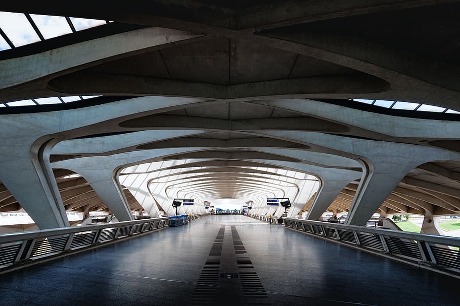 Empty Tunnel, architectural design, bridge, ceiling, light, metal HD wallpaper