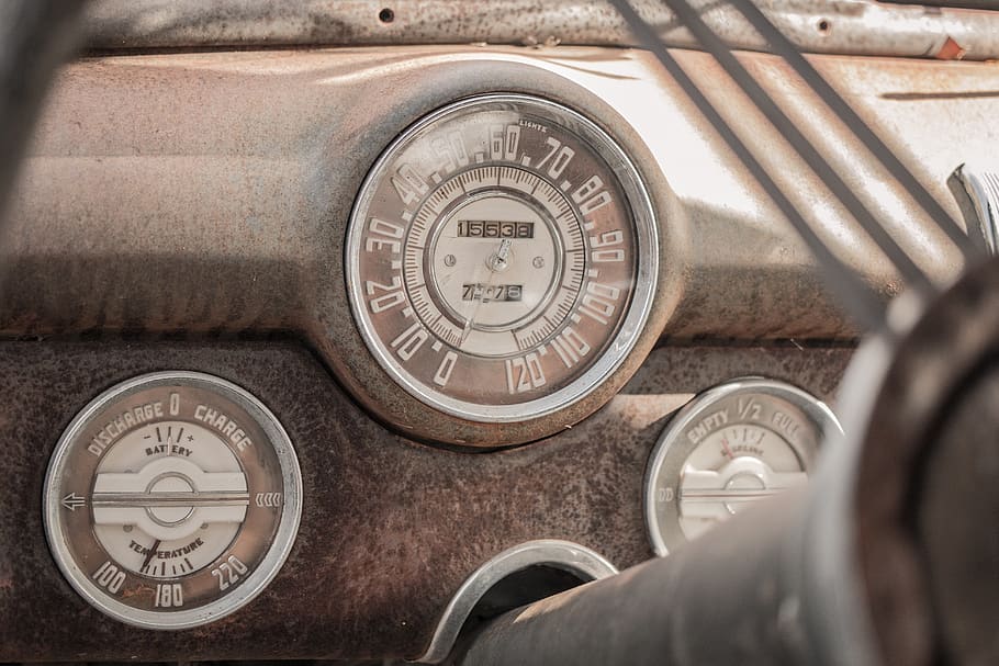 oldtimer, auto, rust, antique, rusted, decay, speedometer, number HD wallpaper