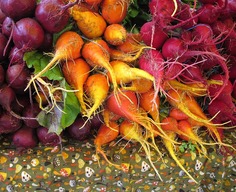 purple, red, orange, market, nature, roots, beets, vegetables