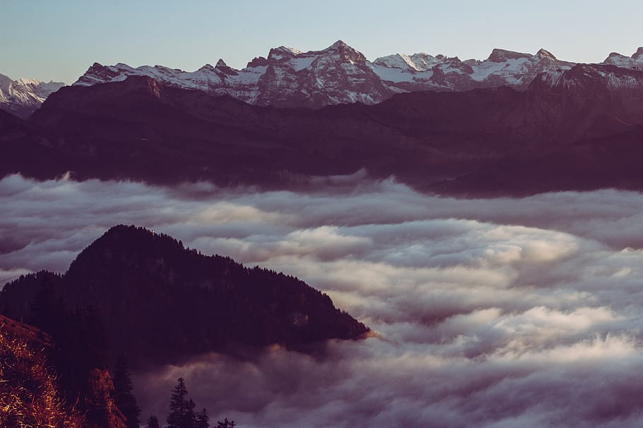 mountain covered with clouds during daytime, nature, outdoors HD wallpaper