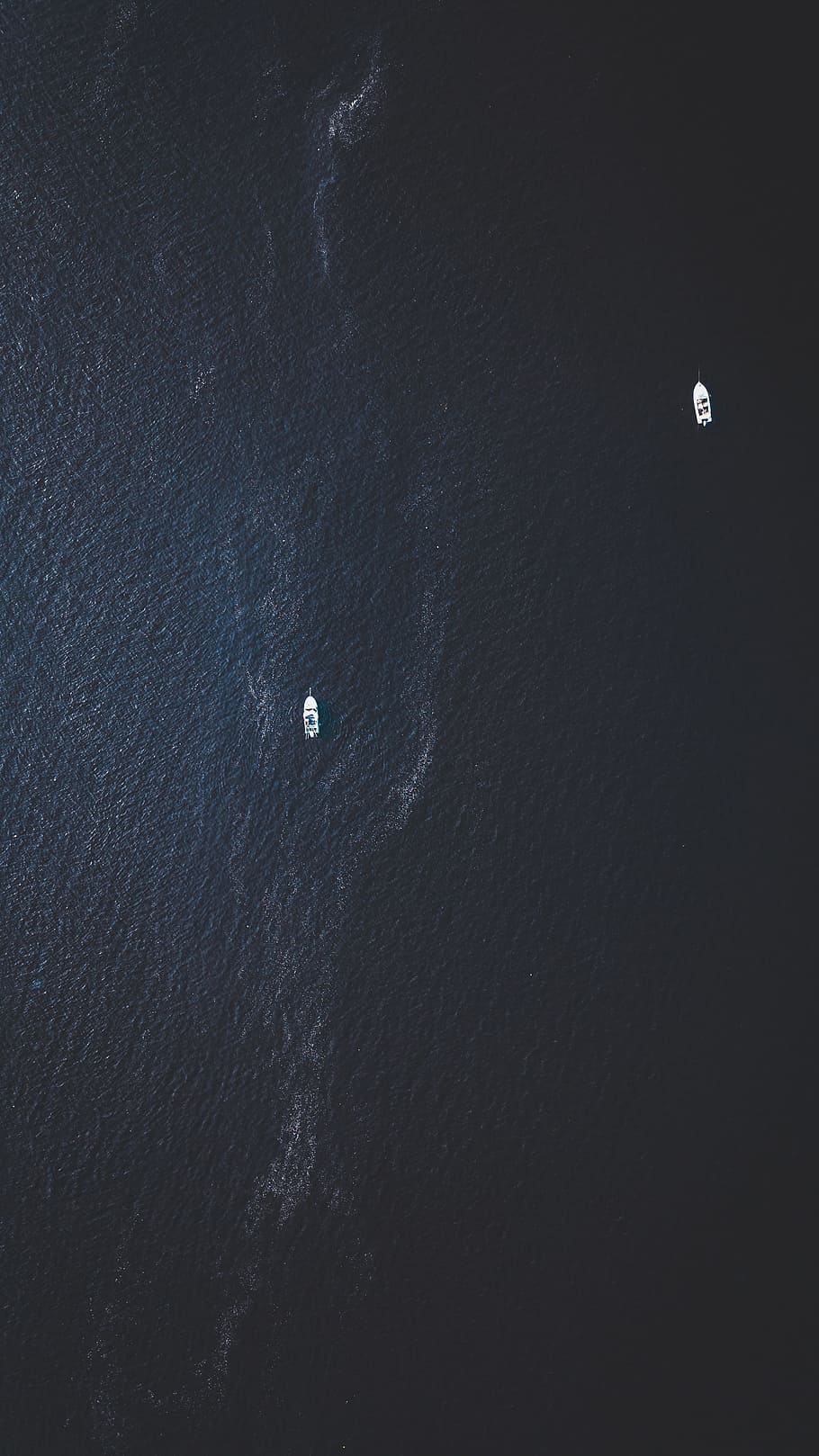 top view photography of two white boats on water at daytime, drone view, HD wallpaper