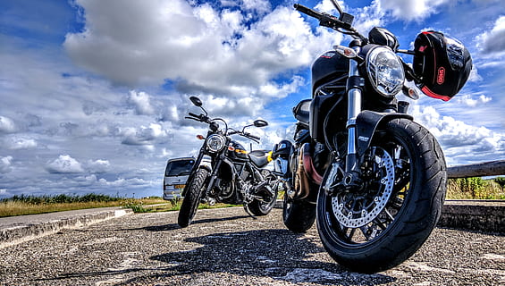 Black Sports Motorcycle Parked Beside Black Motorcycle, background HD wallpaper
