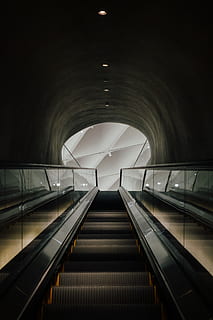 empty staircase, handrail, banister, los angeles, the broad museum HD wallpaper